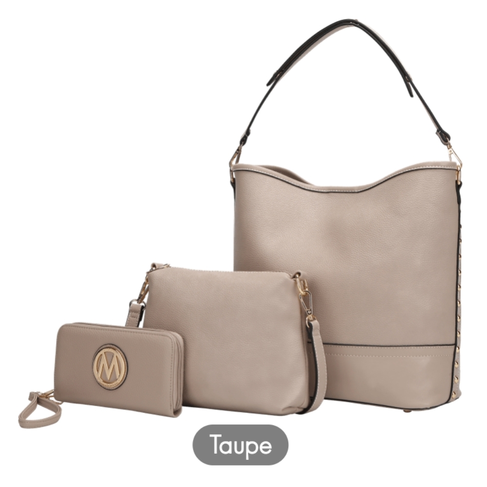 MKF Collection Ultimate Taupe Hobo Bag with Pouch & Wallet by Mia K.